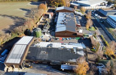 Solar panels on the roof of Beacon Foods factores in Brecon.